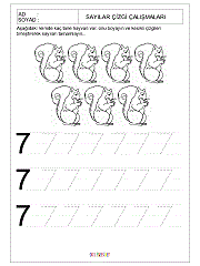 okul öncesi 1 sayısı çizgi çalışması